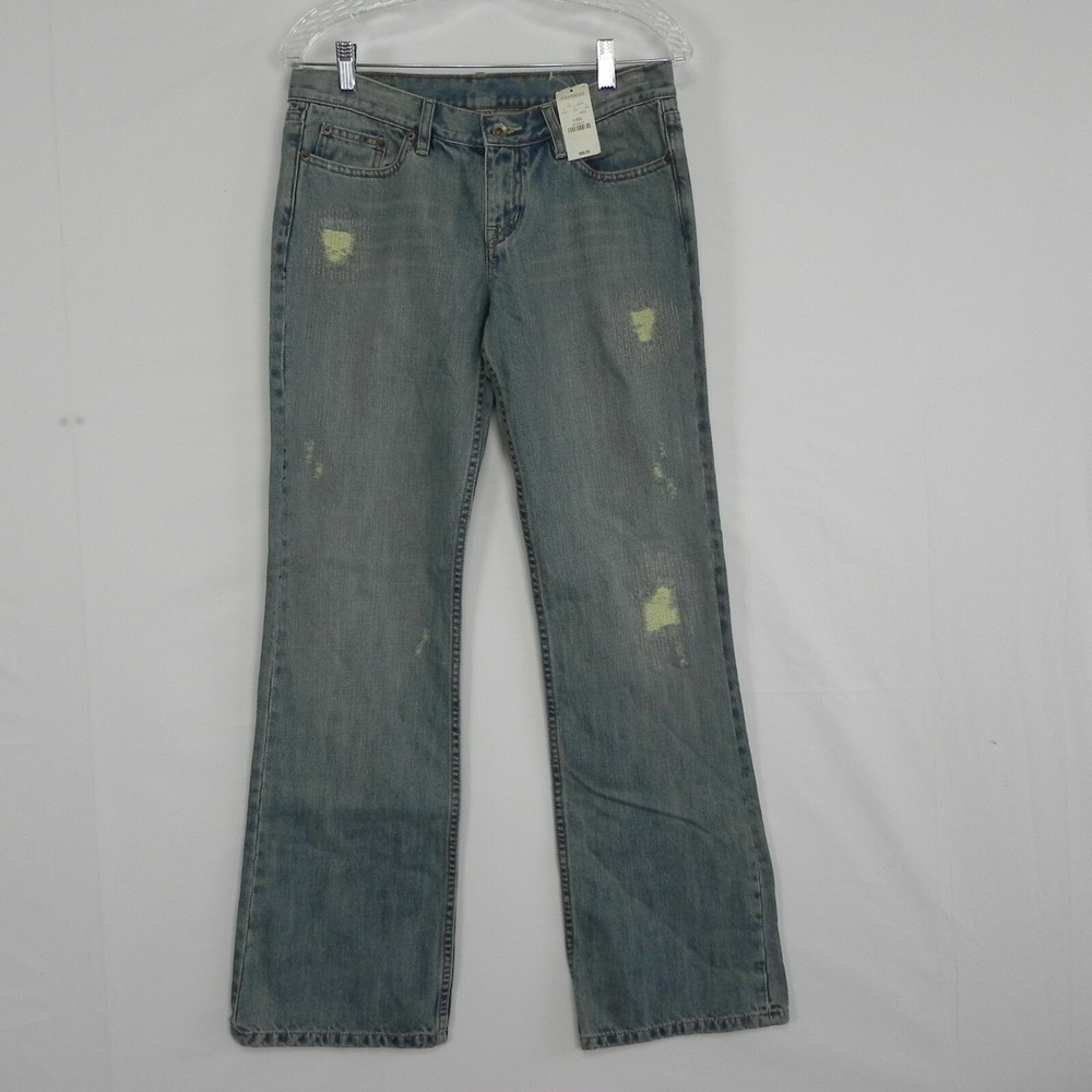 Express Jeans‎ Womens 4 Regular X2 Flare Leg Distressed Denim Cotton Blue NWT